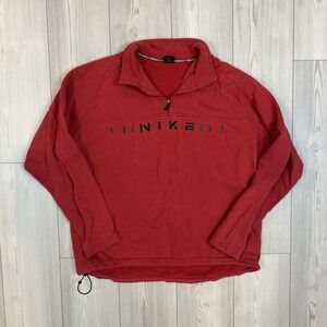 Vintage Nike Men's XL Half Zip Red Pullover Sweatshirt Embroidered Spell Out Y2K
